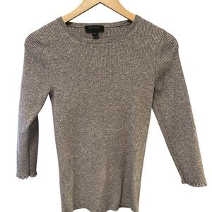 Gray Ann Taylor Ribbed Knit Sweater